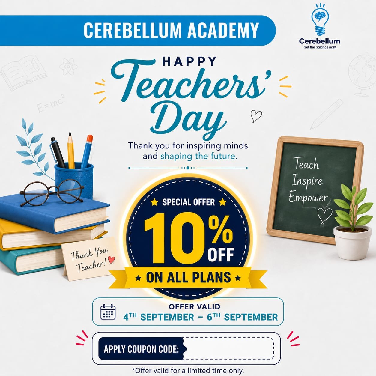 Cerebellum Teachers Day Special 10% OFF Offer